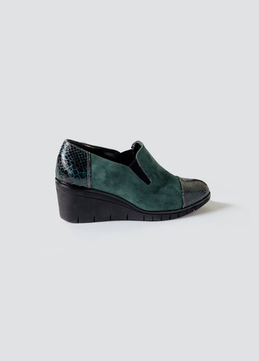 Mocassins compensés largeur confort élastiqués Vert