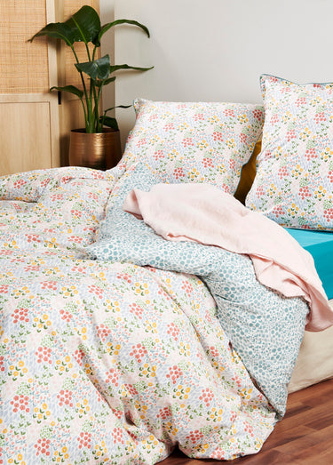 Housse de couette percale coton PRAIRIE Celadon