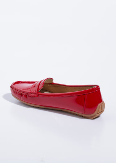 Mocassins vernis semelle antidérapante Vernis Rouge