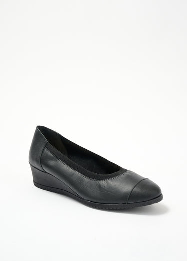 Ballerines compensées grande largeur cuir Noir