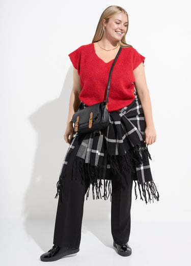 Pull sans manches chaud maille mousseuse Rouge