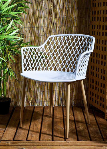 Fauteuils outdoor dossier ajouré losange Blanc