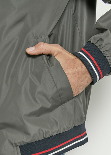 Blouson zippé col montant détails fantaisie Kaki