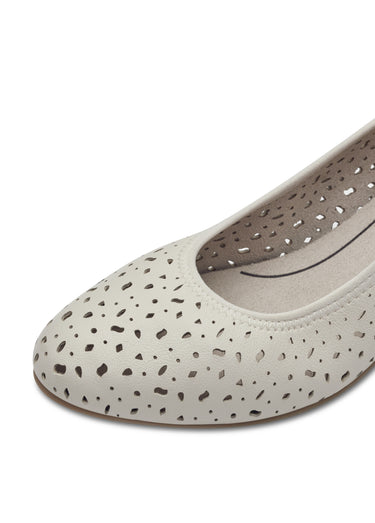 Escarpins ajourés bout rond à talon Beige