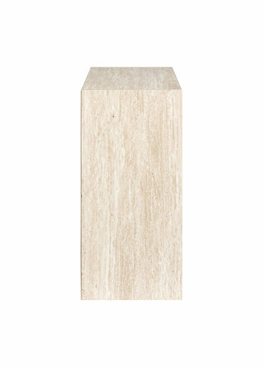 Meuble rangement 4 cases, effet pierre Blanc/Beige