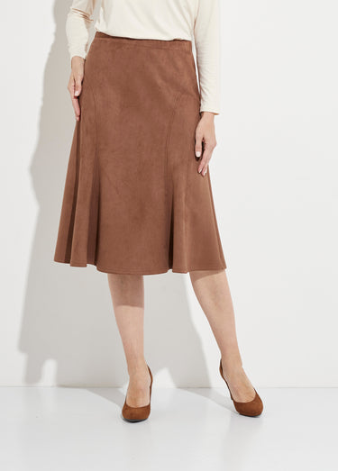 Jupe longue évasée maille suédée Camel