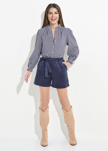 Short en velours à grosses cotes Marine