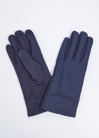 Gants tactiles bi-matière velouté et imperméable Marine
