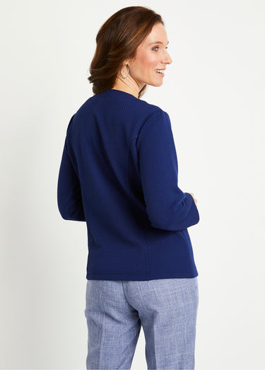 Veste cintrée sans col Marine