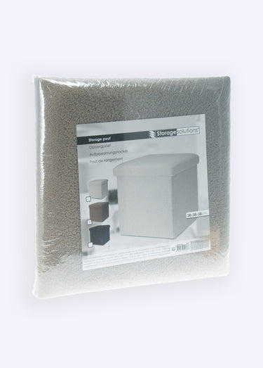 Pouf de rangement cube, aspect laineux Marron