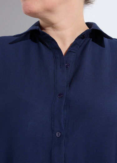Robe chemisier volantée, inspiration folk Marine