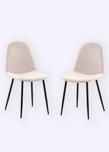 Chaises assise velours et pieds acier Beige