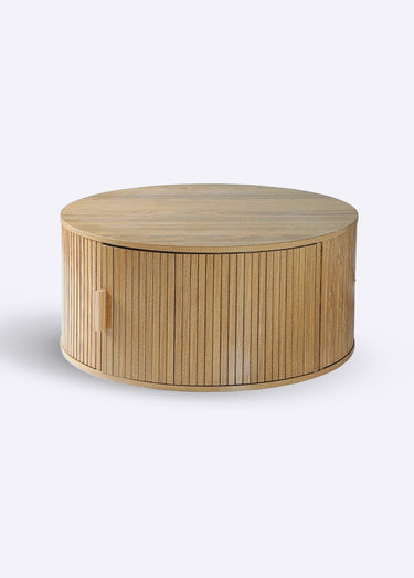 ERNEST Table basse ronde avec rangement Naturel