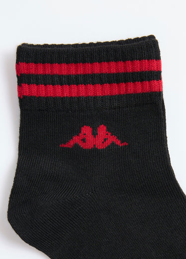 Mi-chaussettes sport avec bord rayures Noir