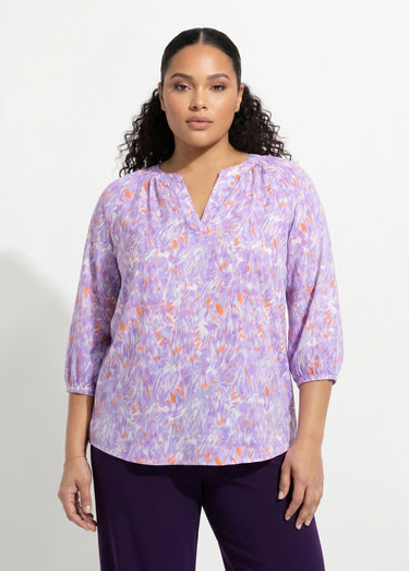 Tunique ample longue imprimée manches 3/4 Imprime Violet