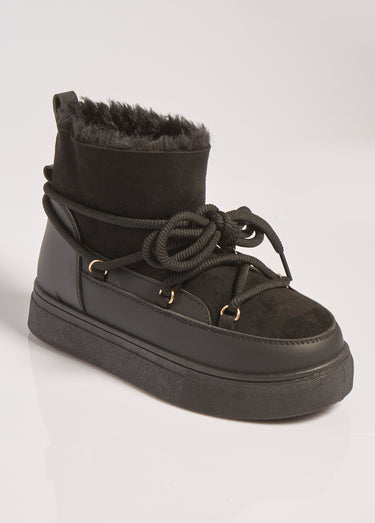 Boots fourrées compensées style après ski Noir