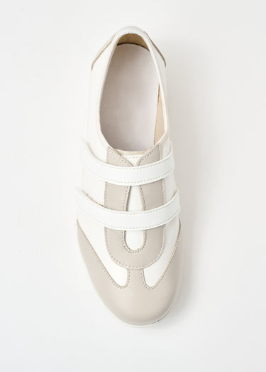Derbies cuir largeur confort scratchés Blanc