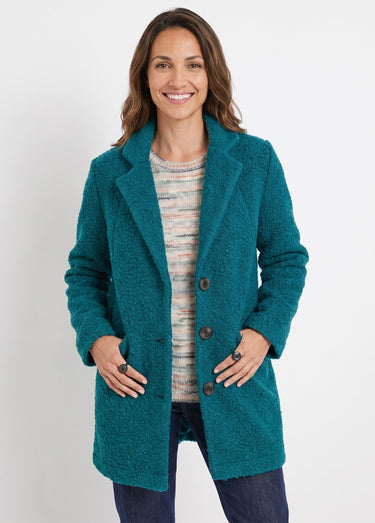 Manteau tissu bouclette mi-long boutonné Canard