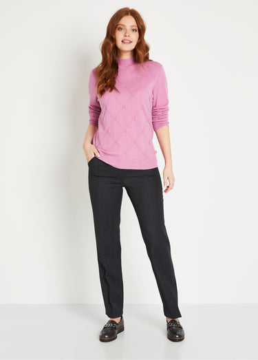 Pull doux uni col montant modal mélangé Rose