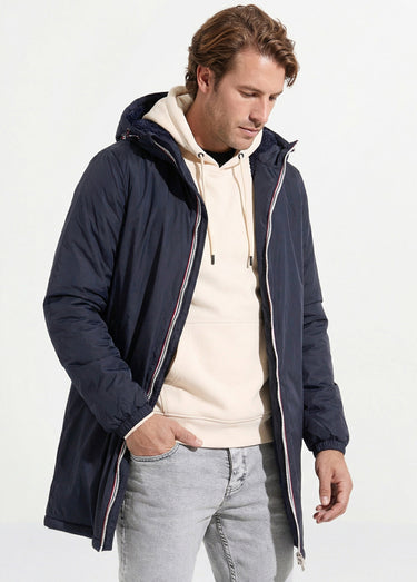 Parka longue chaude fourrée déperlante Marine