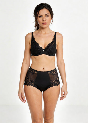 Soutien-gorge avec armatures dentelle et microfibre Noir