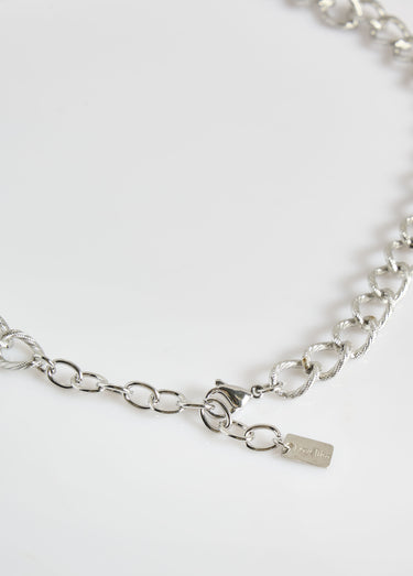 Collier gourmette ras de cou en acier Argente