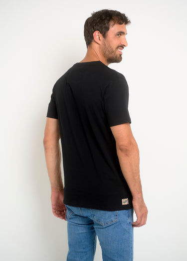T-shirt inscriptions vintage col rond Noir