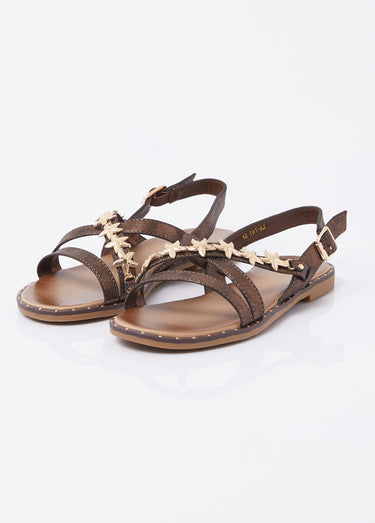 Nu pieds croisés détails étoile de mer Marron