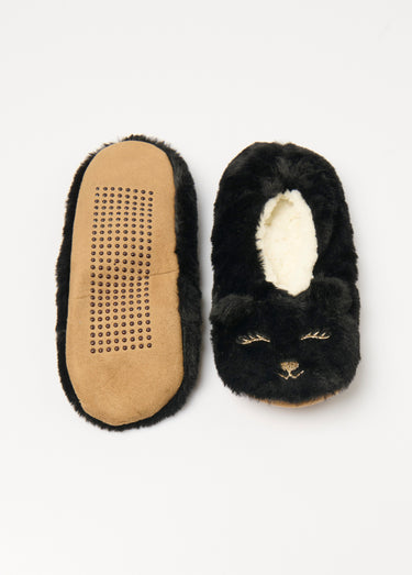 Chaussons chauds animal fausse fourrure Noir