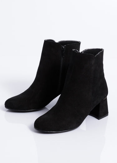 Boots zippées cuir velouté Noir