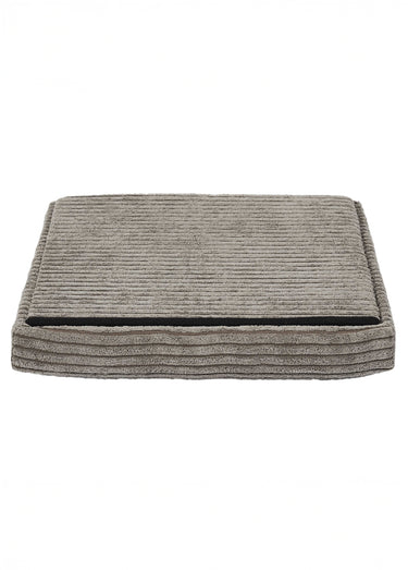 Pouf bouclette avec coffre de rangement 1B Taupe