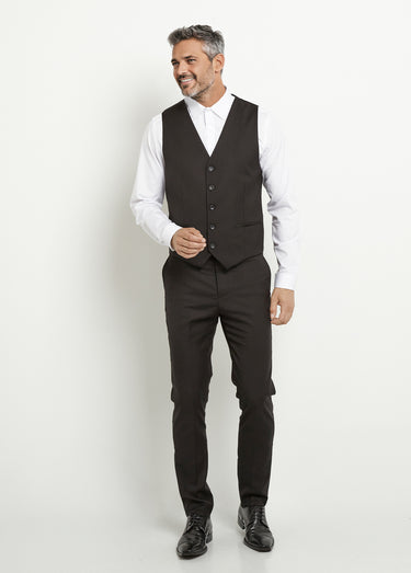 Gilet de costume sans manches 5 boutons Noir