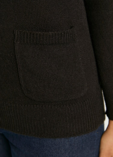 Gilet boutonné mi long col tailleur Noir