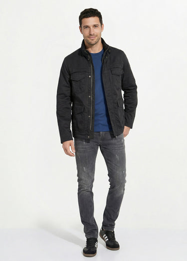Veste casual multipoches col montant Noir
