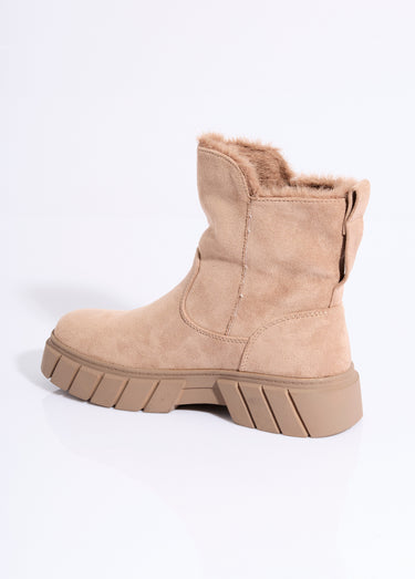 Bottines compensées chaudes en suédine Beige