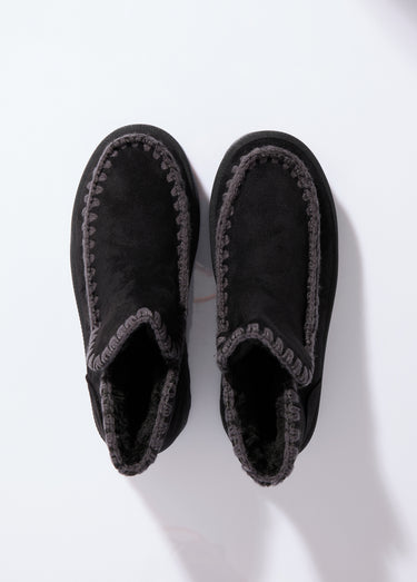 Boots confort compensées en suédine Noir