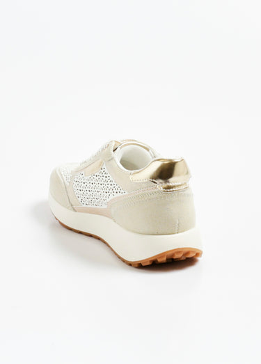 Baskets à lacets détails ajourés et métallisés Beige