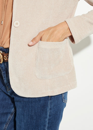 Veste col tailleur en velours reliefé Beige