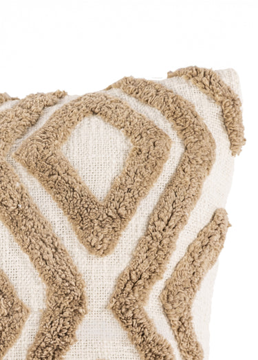 Coussin déco, motif bicolore losanges Ivoire