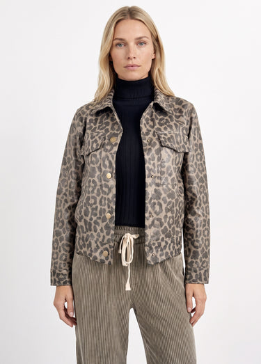 Veste courte en toile motif panthère Leopard