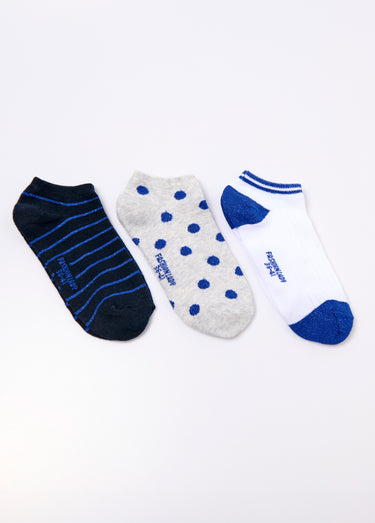 Socquettes métallisées, lignes et pois Bleu Lot 3