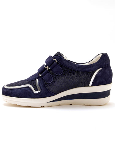 Derbies scratchés cuir largeur confort Marine