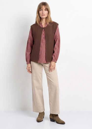 Gilet sans manches maille fantaisie Chocolat
