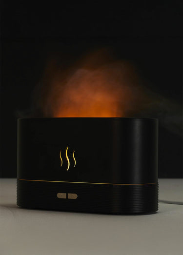 Diffuseur de parfum LED, effet flamme Noir