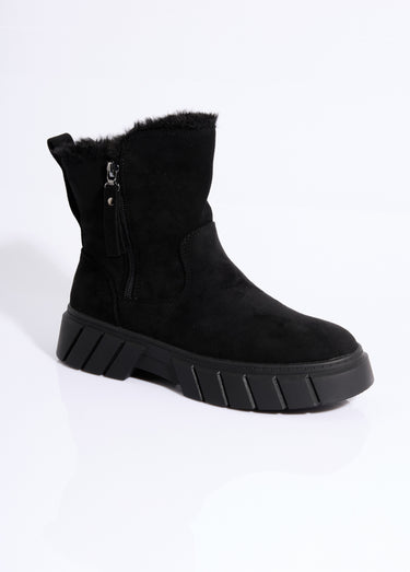 Bottines compensées chaudes en suédine Noir
