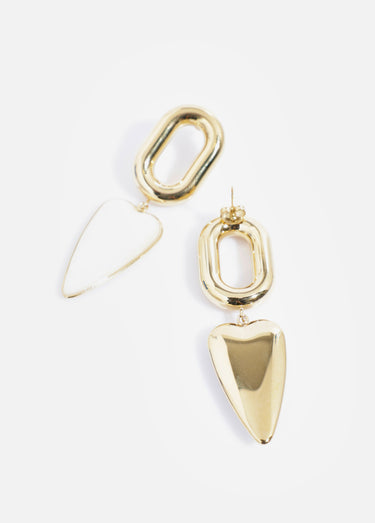 Boucle d'oreilles cœur en acier inoxydable Dore/Blanc
