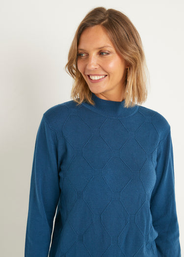 Pull doux uni col montant modal mélangé Canard