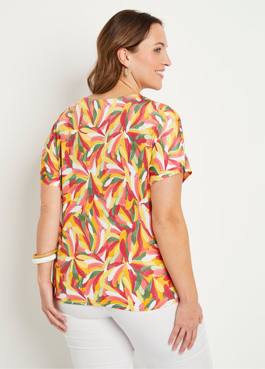 T-shirt court uni ou imprimé Paprika/Miel