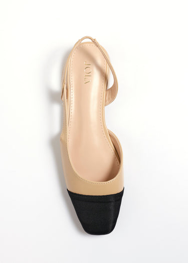 Ballerines bicolores ouvertes au talon Rose Nude