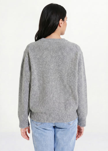 Pull chaud côtelé avec laine et fibres recyclées Gris Chine